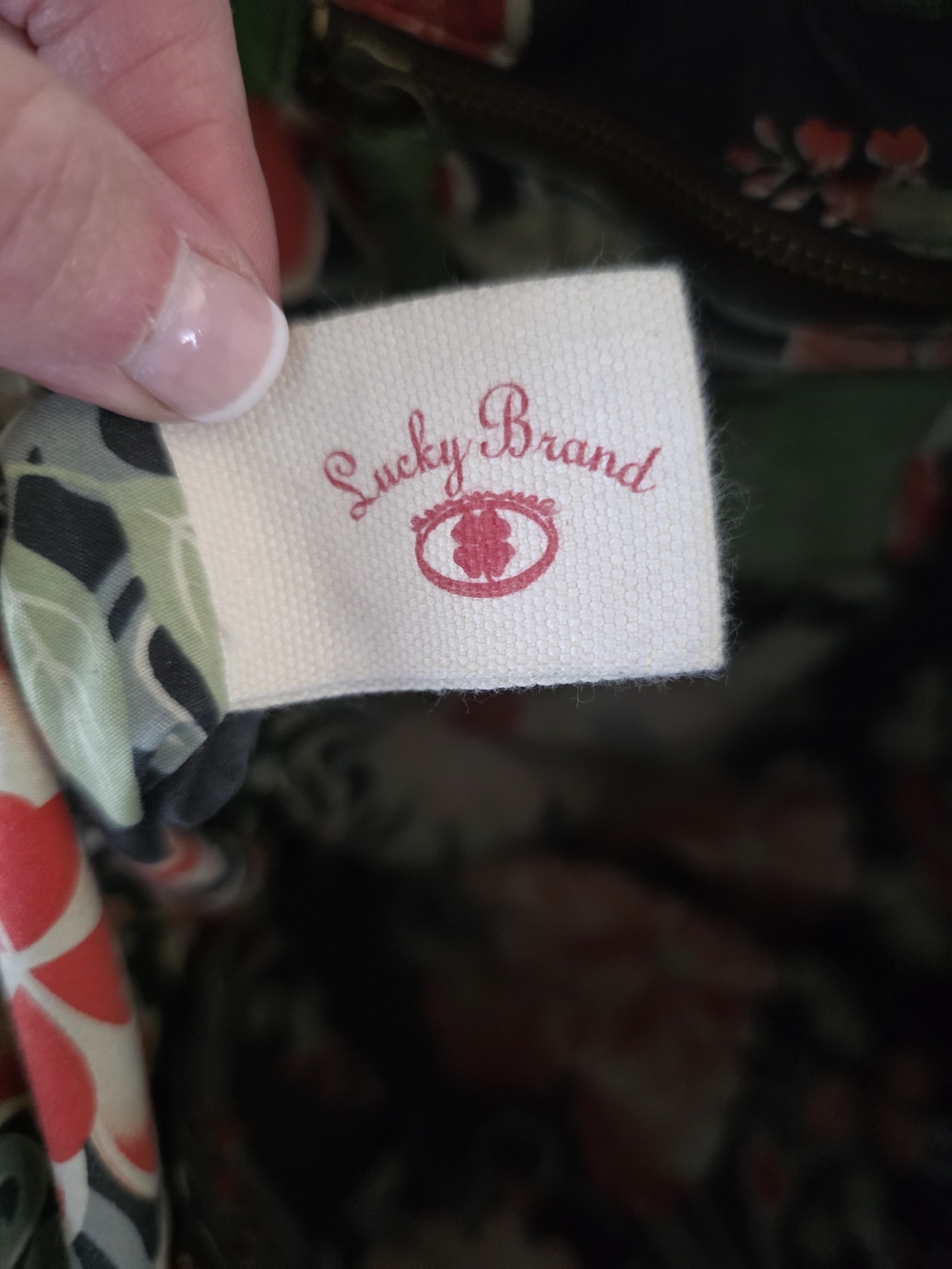 Vintage Lucky Brand Olive Green Suede Hobo Bag Floral Lining - Picture 10 of 14